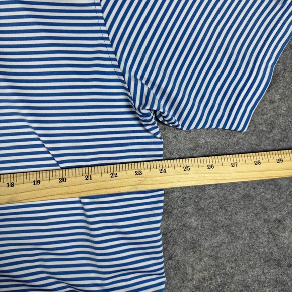 Rhoback Mens XL Blue White Stripe Performance Golf Polo Shirt Tennis Stretch - Picture 5 of 7